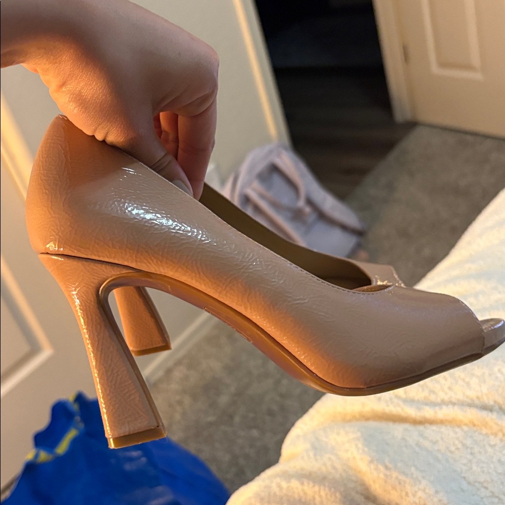 Chic Tan Peep-Toe Heels